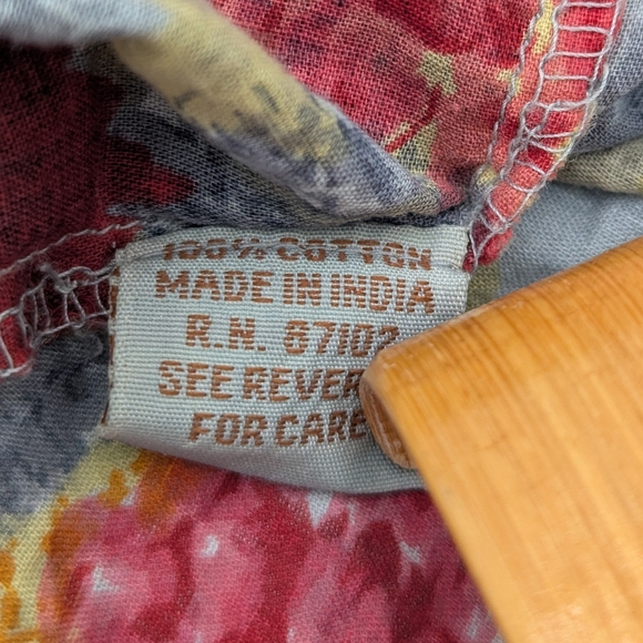 Vintage Goa Floral Embroidered Cotton Tunic Top Boho Hippie Peasant Blouse M - Picture 4 of 11